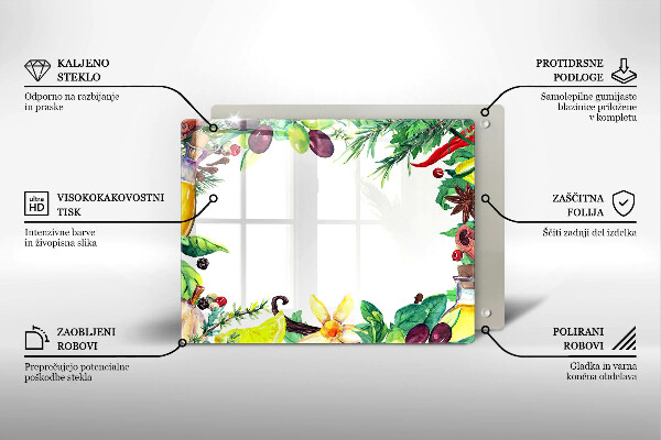Zaščitna plošča za štedilnik Poslikana hrana