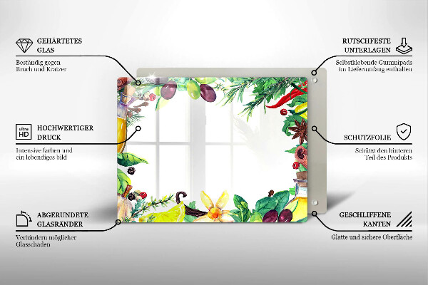 Zaščitna plošča za štedilnik Poslikana hrana