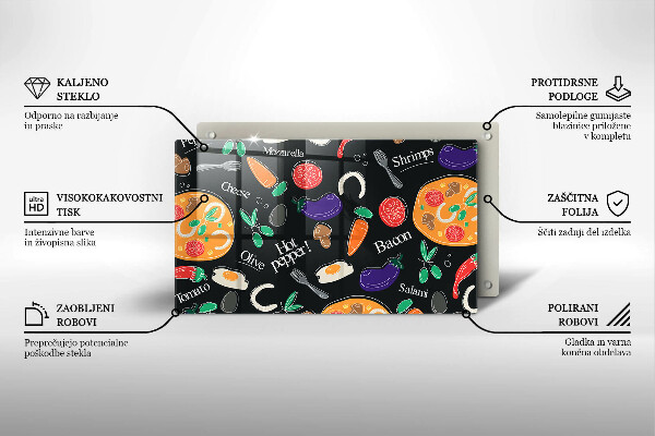 Zaščitna plošča za štedilnik Ilustracija hrane