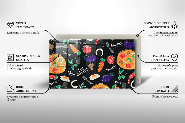 Zaščitna plošča za štedilnik Ilustracija hrane