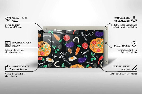 Zaščitna plošča za štedilnik Ilustracija hrane