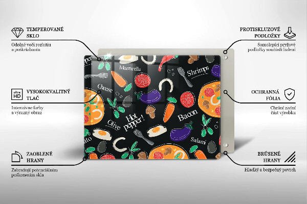 Zaščitna plošča za štedilnik Ilustracija hrane