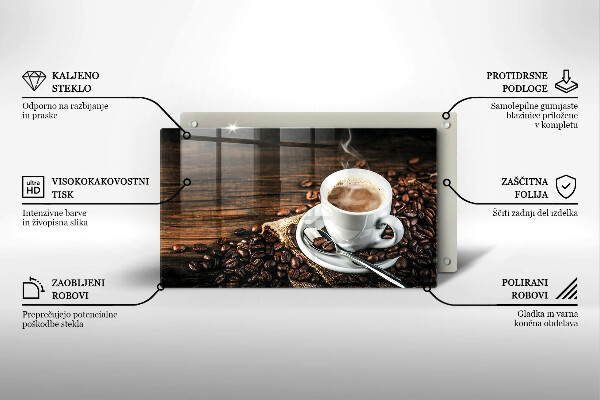Zaščitna plošča za štedilnik Skodelica in kavna zrna