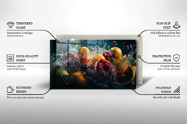 Zaščitna plošča za štedilnik Sadje v vodi