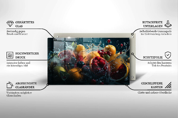 Zaščitna plošča za štedilnik Sadje v vodi