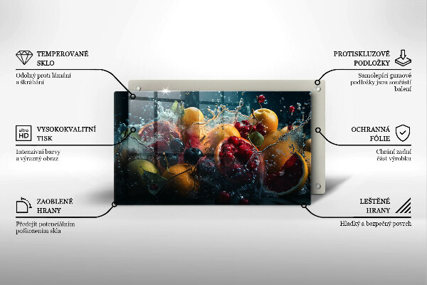 Zaščitna plošča za štedilnik Sadje v vodi