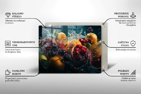 Zaščitna plošča za štedilnik Sadje v vodi