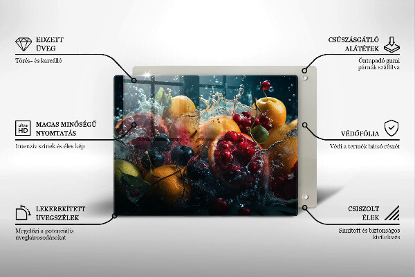 Zaščitna plošča za štedilnik Sadje v vodi