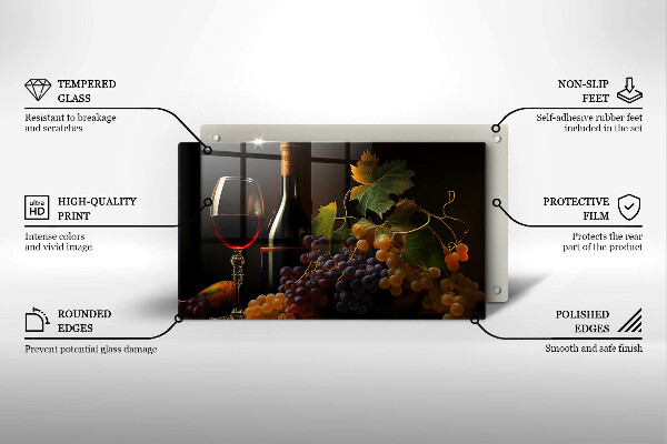 Zaščitna plošča za štedilnik Kozarec vina in grozdje