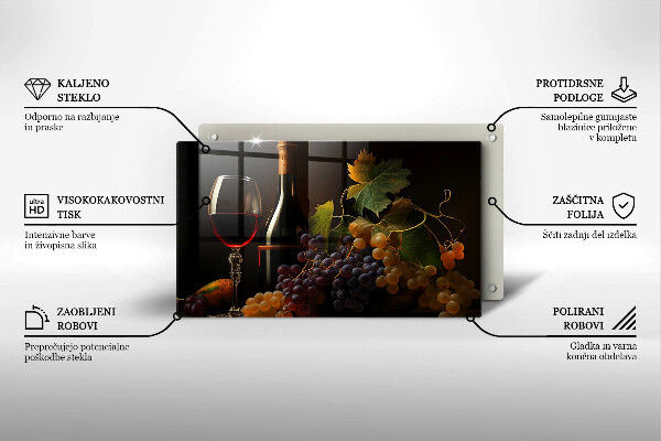 Zaščitna plošča za štedilnik Kozarec vina in grozdje