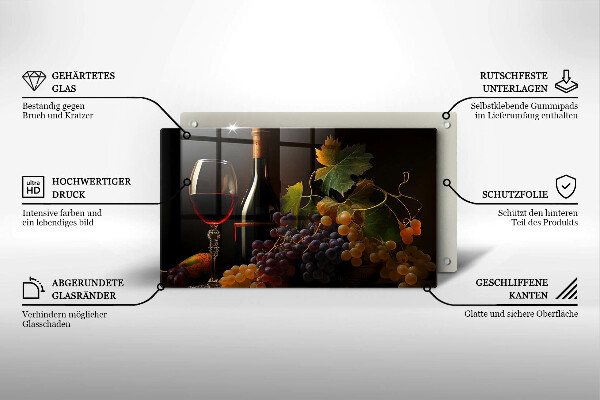 Zaščitna plošča za štedilnik Kozarec vina in grozdje