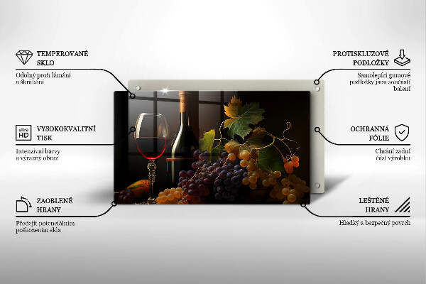 Zaščitna plošča za štedilnik Kozarec vina in grozdje