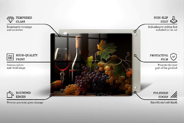 Zaščitna plošča za štedilnik Kozarec vina in grozdje