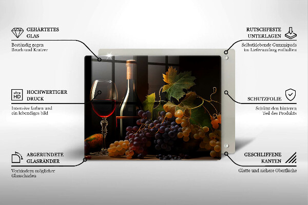 Zaščitna plošča za štedilnik Kozarec vina in grozdje