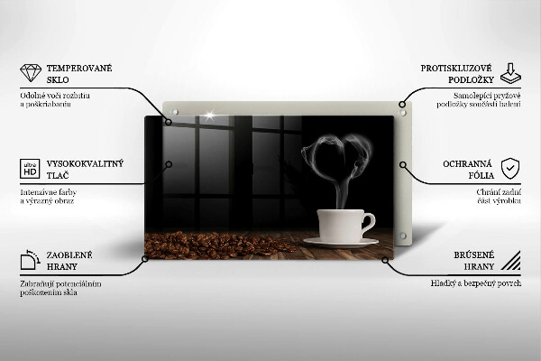 Zaščitna plošča za štedilnik Kavna skodelica srce