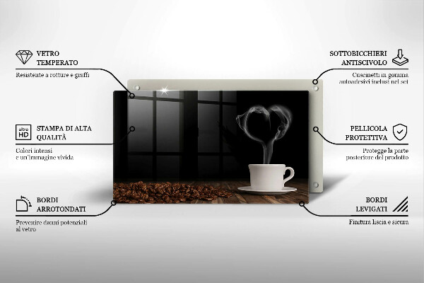 Zaščitna plošča za štedilnik Kavna skodelica srce