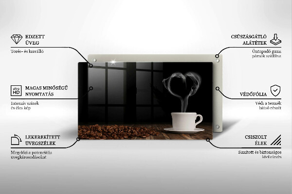 Zaščitna plošča za štedilnik Kavna skodelica srce