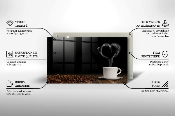 Zaščitna plošča za štedilnik Kavna skodelica srce