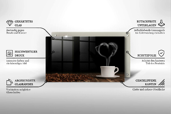 Zaščitna plošča za štedilnik Kavna skodelica srce