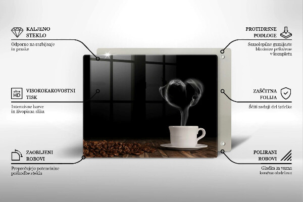 Zaščitna plošča za štedilnik Kavna skodelica srce