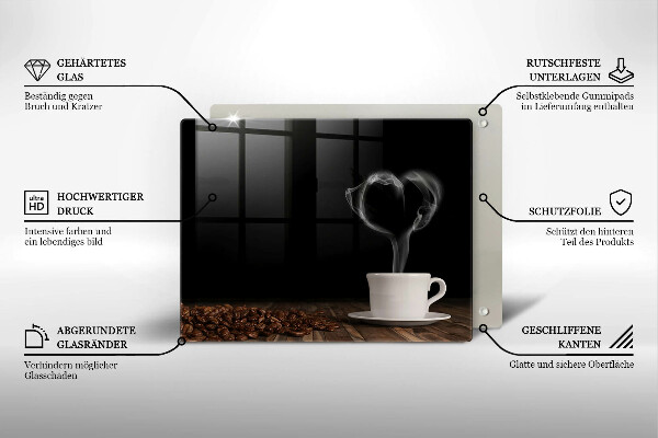 Zaščitna plošča za štedilnik Kavna skodelica srce