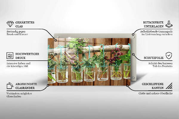 Zaščitna plošča za štedilnik Zelišča rastline vintage