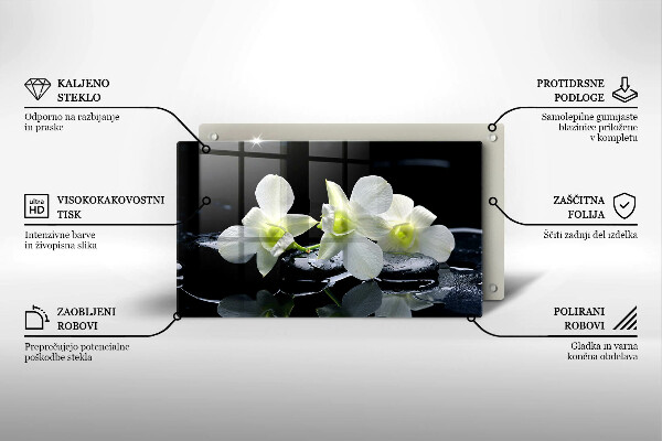 Zaščitna plošča za štedilnik Bele rože v vodi Zen