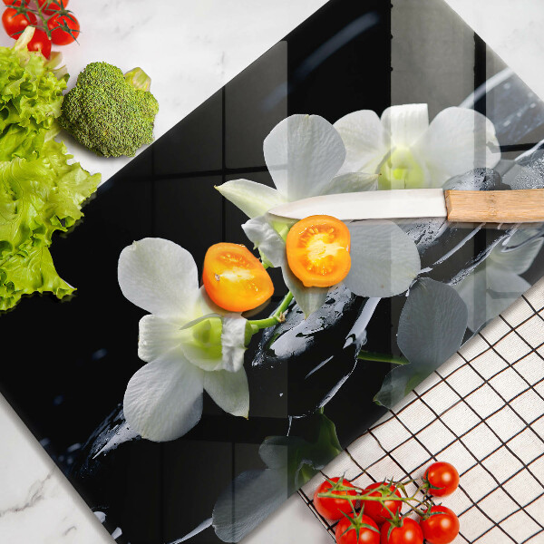 Zaščitna plošča za štedilnik Bele rože v vodi Zen