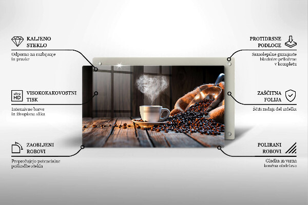 Zaščitna plošča za štedilnik Skodelica za kavo in srce