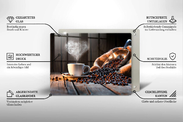 Zaščitna plošča za štedilnik Skodelica za kavo in srce