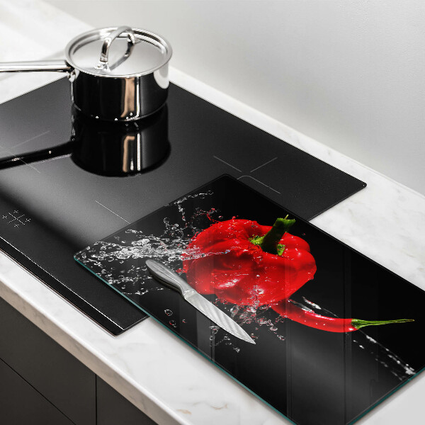 Zaščitna plošča za štedilnik Rdeča paprika v vodi