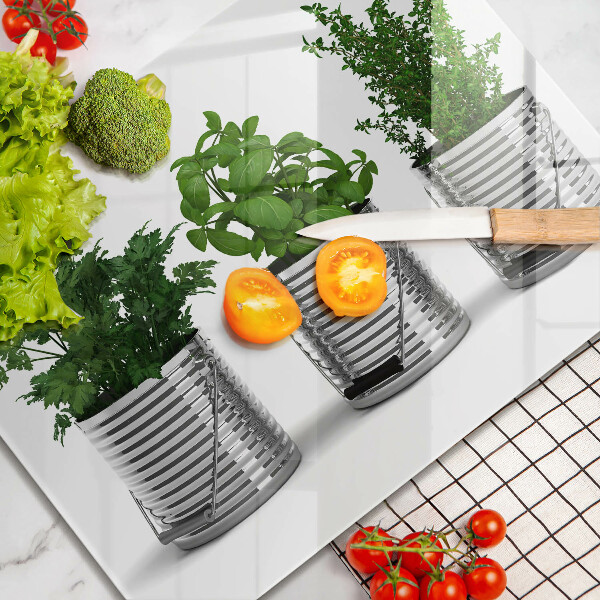 Zaščitna plošča za štedilnik Lončki z zeliščnimi rastlinami