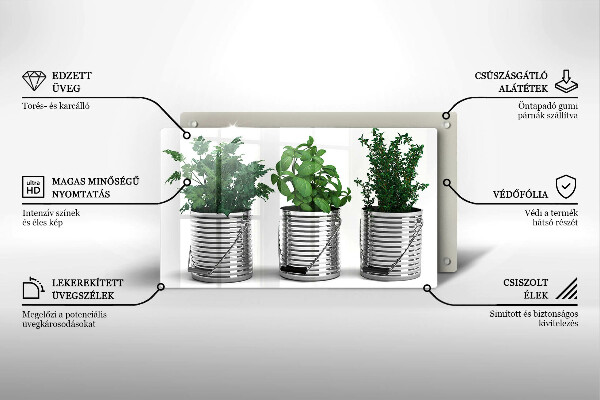 Zaščitna plošča za štedilnik Lončki z zeliščnimi rastlinami