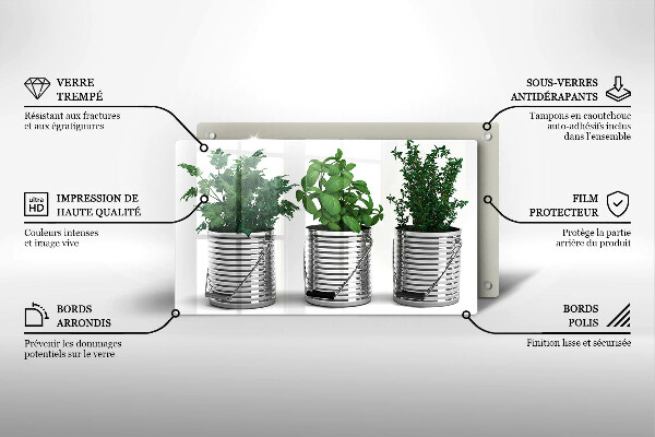 Zaščitna plošča za štedilnik Lončki z zeliščnimi rastlinami