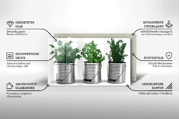 Zaščitna plošča za štedilnik Lončki z zeliščnimi rastlinami