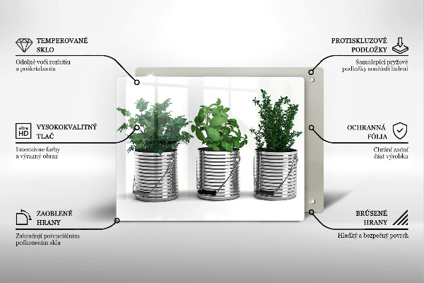 Zaščitna plošča za štedilnik Lončki z zeliščnimi rastlinami