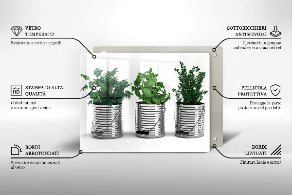 Zaščitna plošča za štedilnik Lončki z zeliščnimi rastlinami
