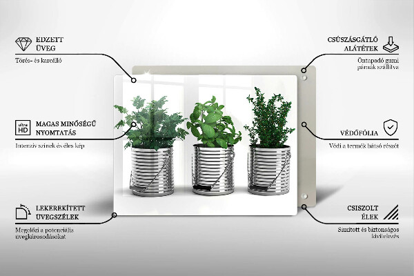 Zaščitna plošča za štedilnik Lončki z zeliščnimi rastlinami