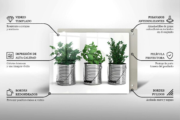 Zaščitna plošča za štedilnik Lončki z zeliščnimi rastlinami