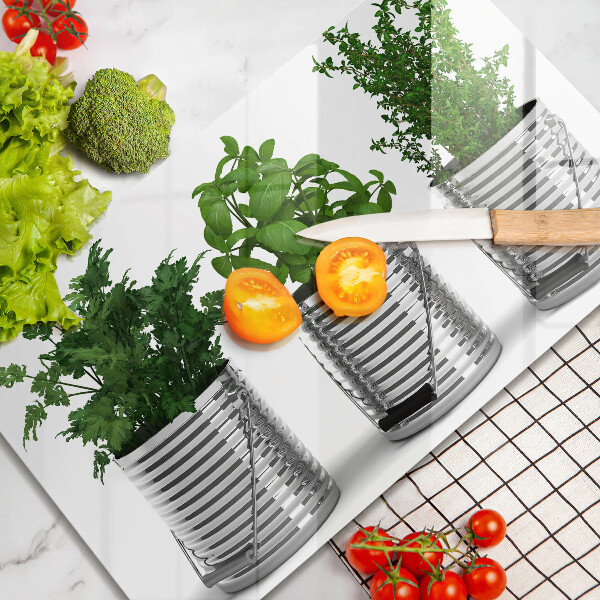 Zaščitna plošča za štedilnik Lončki z zeliščnimi rastlinami