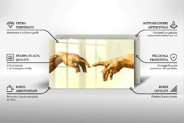 Zaščitna plošča za štedilnik Stvarjenje Adamovih rok