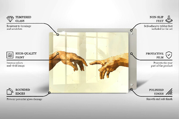 Zaščitna plošča za štedilnik Stvarjenje Adamovih rok