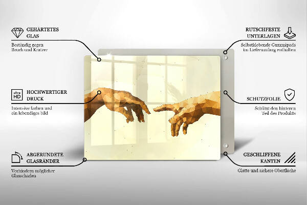 Zaščitna plošča za štedilnik Stvarjenje Adamovih rok