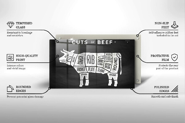 Zaščitna plošča za štedilnik Govedina iz kravjega mesa