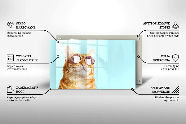 Zaščitna plošča za štedilnik Rdeča mačka z očali