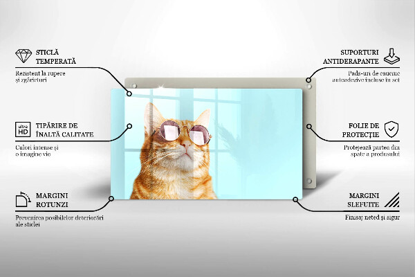 Zaščitna plošča za štedilnik Rdeča mačka z očali