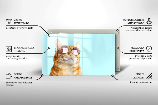 Zaščitna plošča za štedilnik Rdeča mačka z očali
