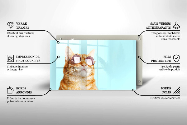 Zaščitna plošča za štedilnik Rdeča mačka z očali