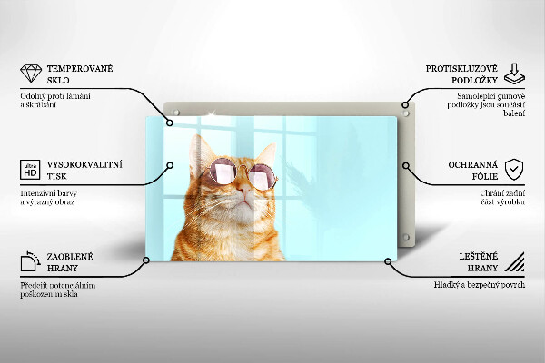 Zaščitna plošča za štedilnik Rdeča mačka z očali