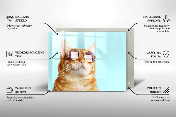 Zaščitna plošča za štedilnik Rdeča mačka z očali